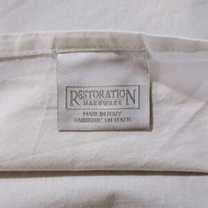 Restoration Hardware 100% Cotton Italian Made Blue Bordered Sq. Shams 2 Pieces